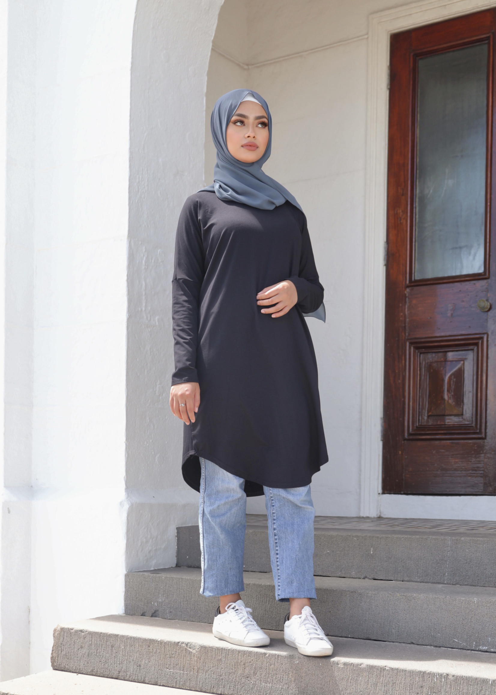 Nasiba Fashion Black Dolman Midi Top