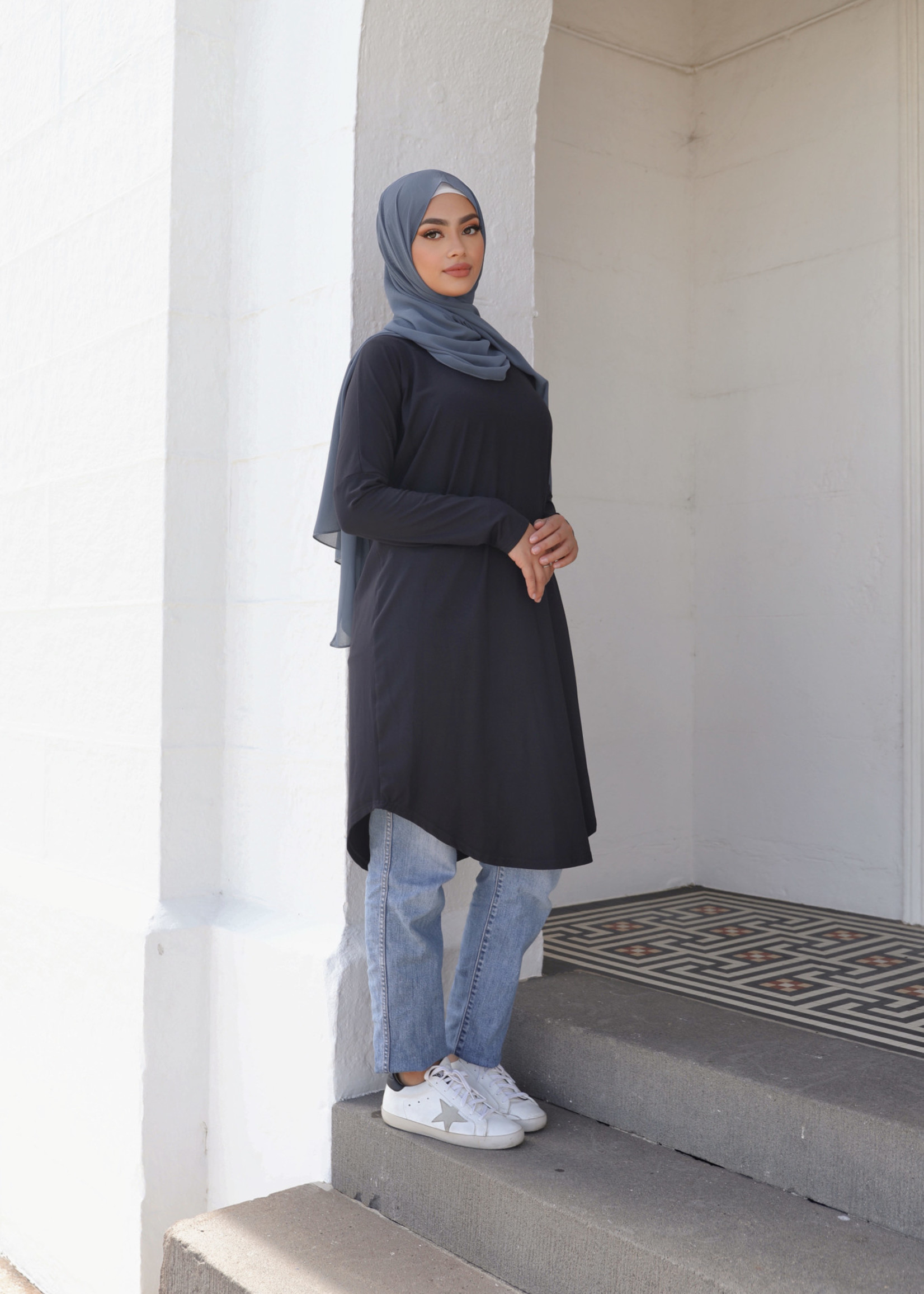 Nasiba Fashion Black Dolman Midi Top