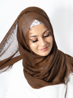 Nasiba Fashion Chocolate cotton crinkle shawl