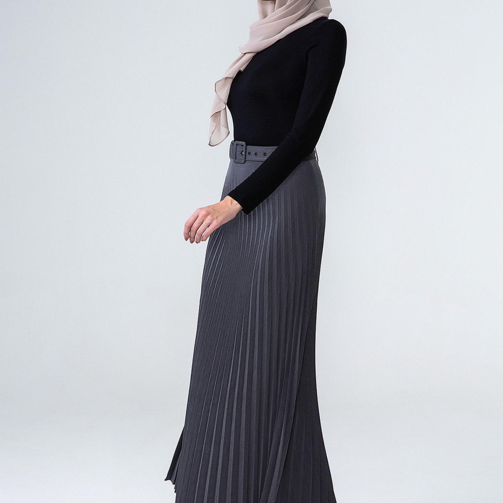 Hijab House Grey Pleated Skirt