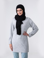 Hijab House Grey Long Knit Top