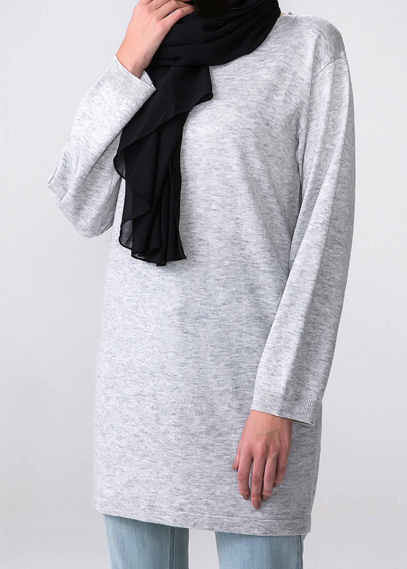 Hijab House Grey Long Knit Top