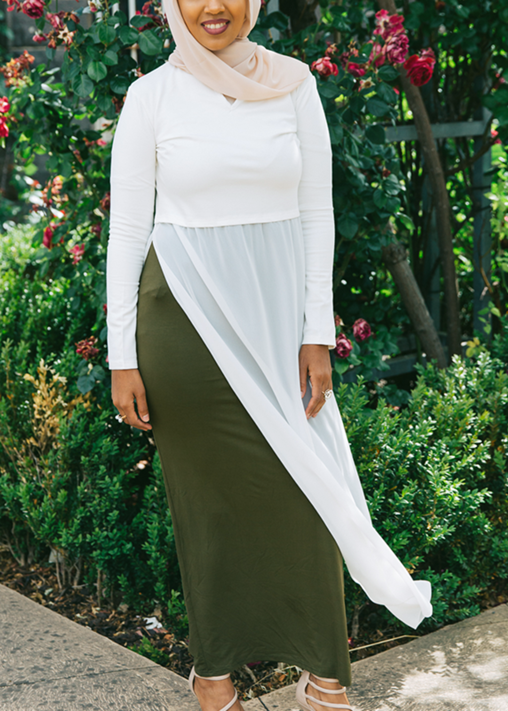 Nasiba Fashion Olive Jersey skirt