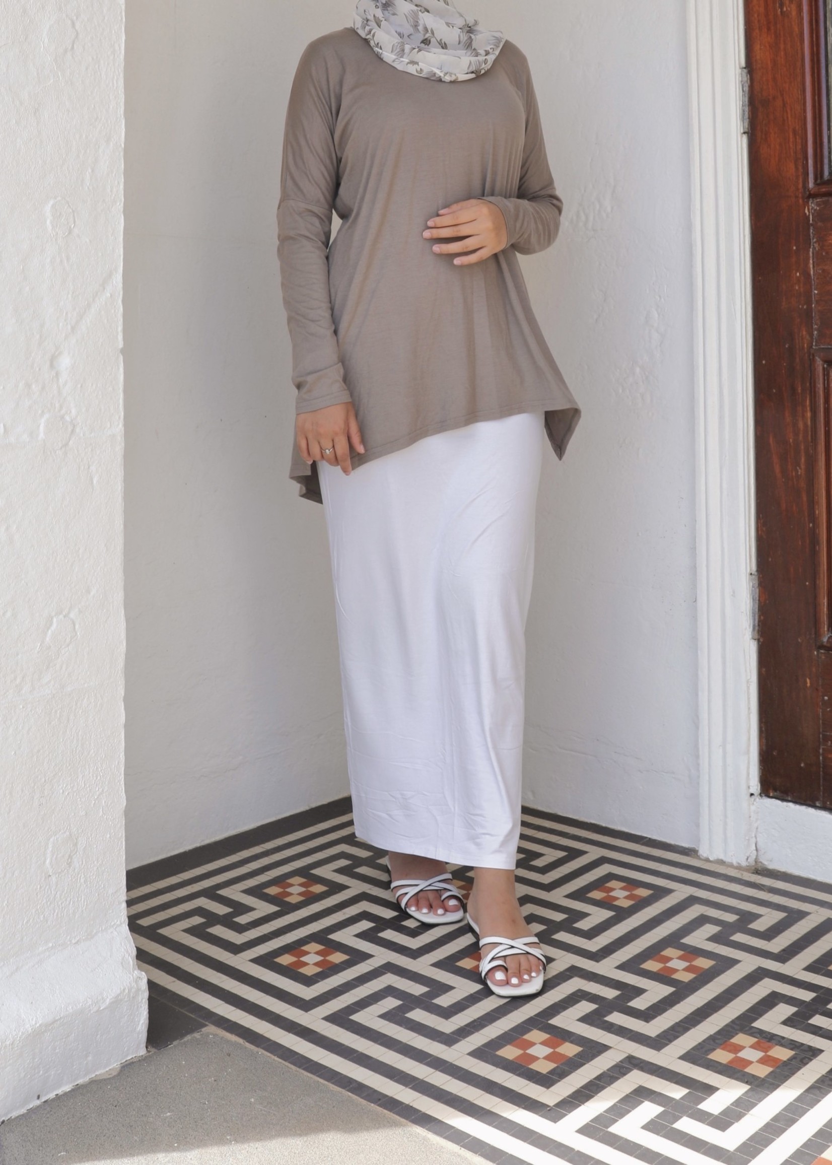 Nasiba Fashion White Jersey Skirt