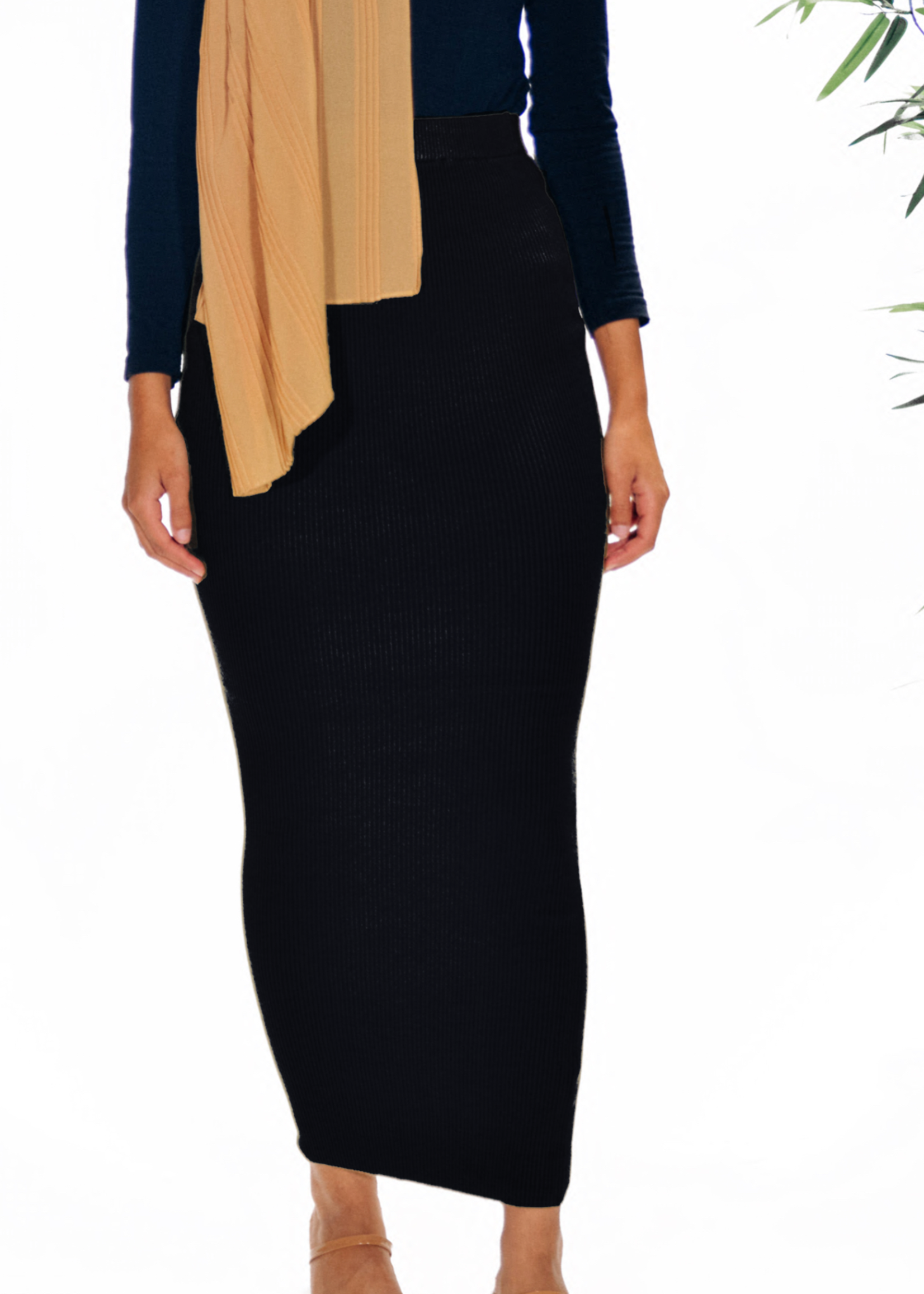 Nasiba Fashion Black Ribbed Skirt