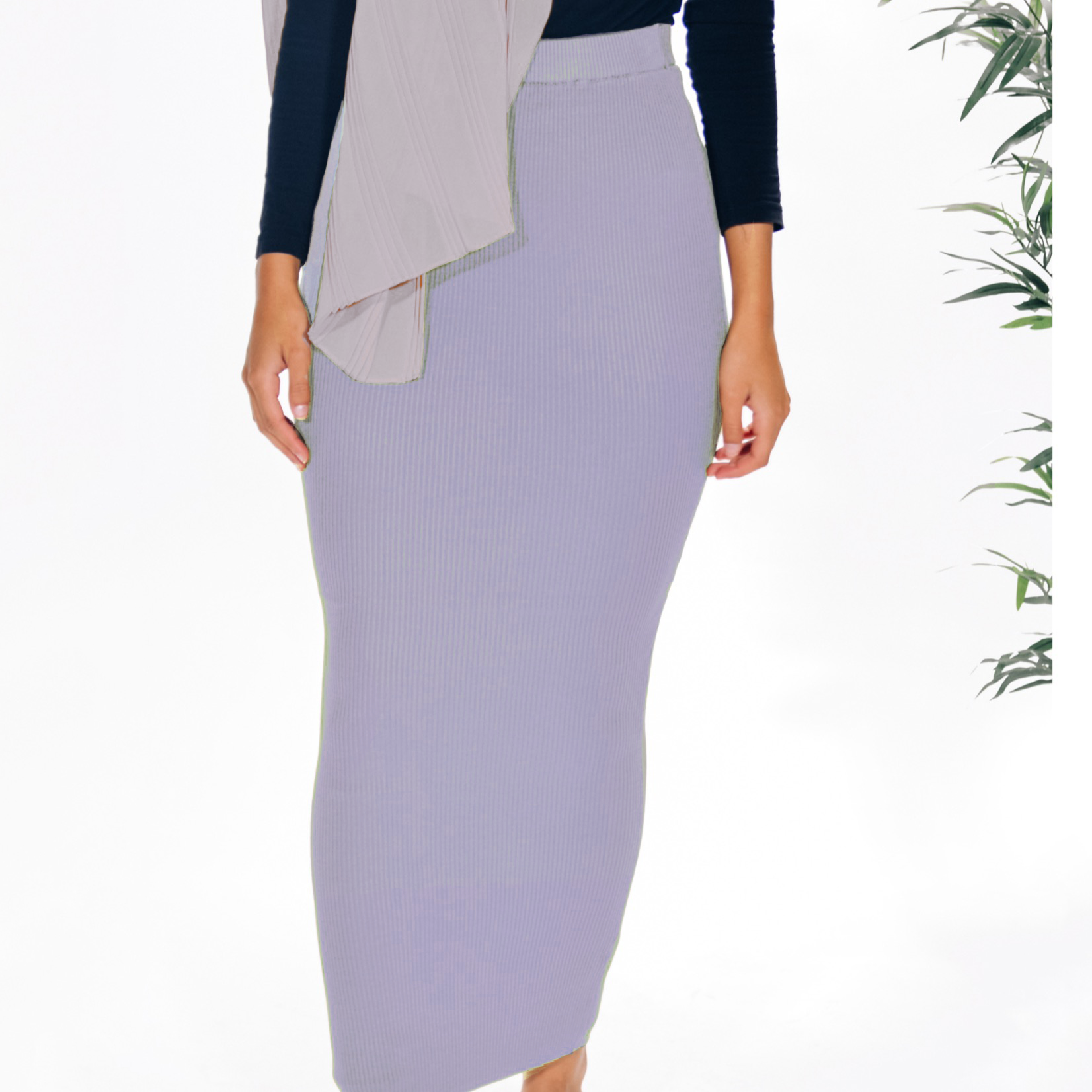 Light Lilac Ribbed Skirt | Nasiba 