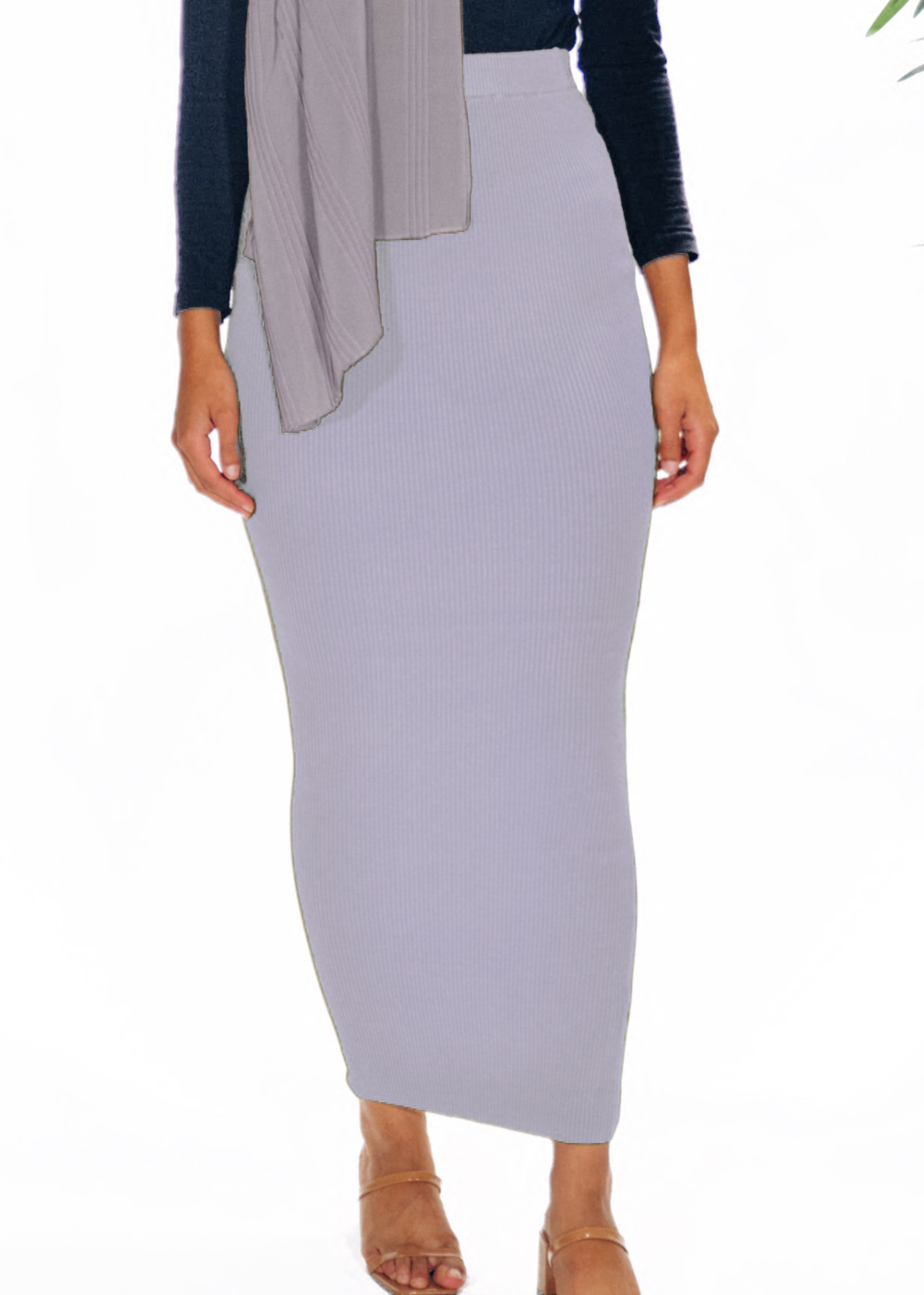 Nasiba Fashion Light Lilac Ribbed Skirt