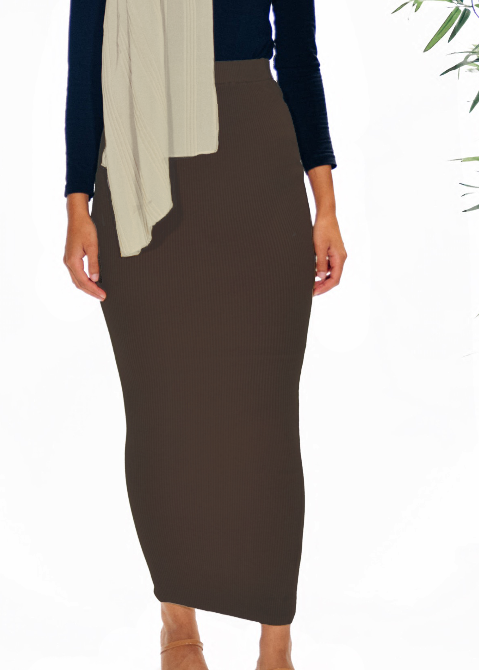 Nasiba Fashion Chocolate Ribbed skirt