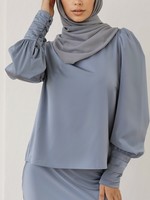 Nasiba Fashion Veneta Satin Top - Blue