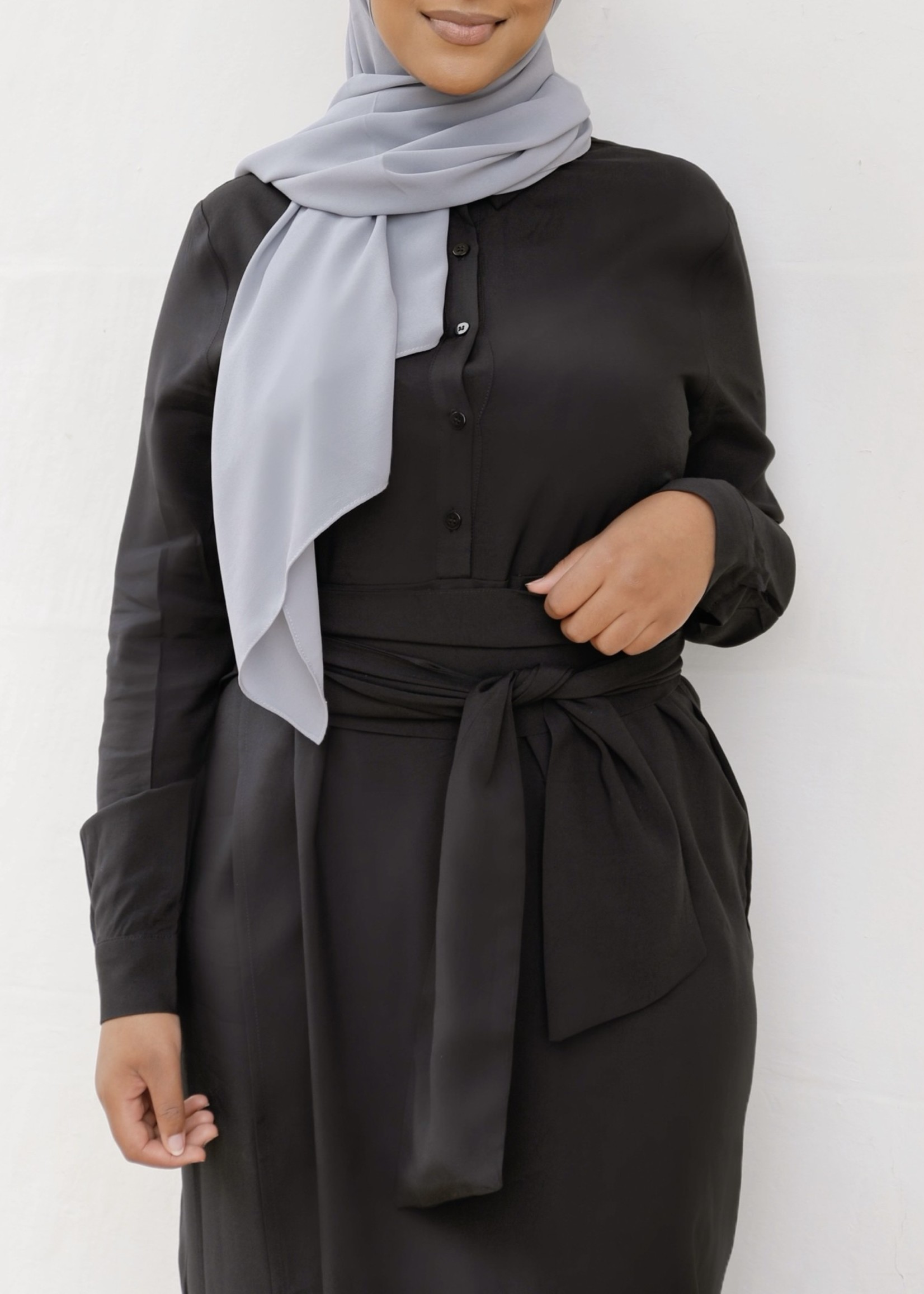 Nasiba Fashion Balmy Tie Waist Dress - Black