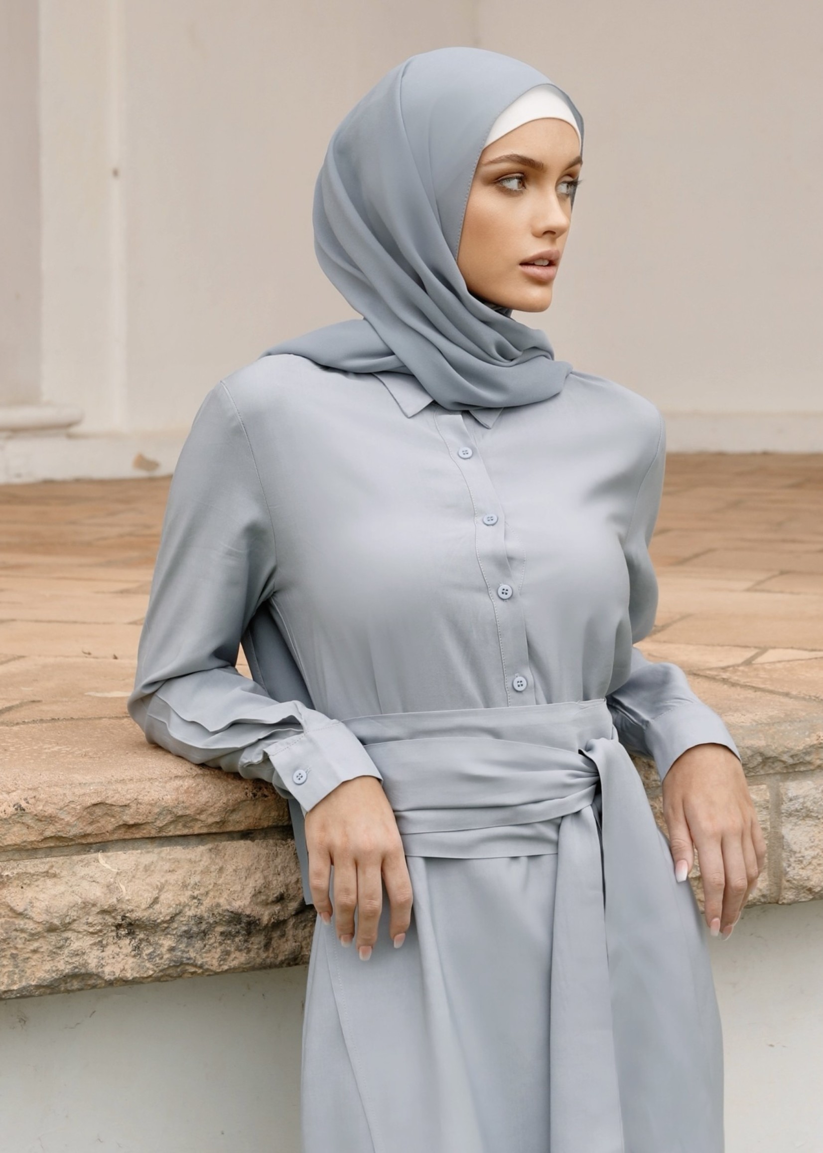 Nasiba Fashion Balmy Tie Waist Dress - Blue