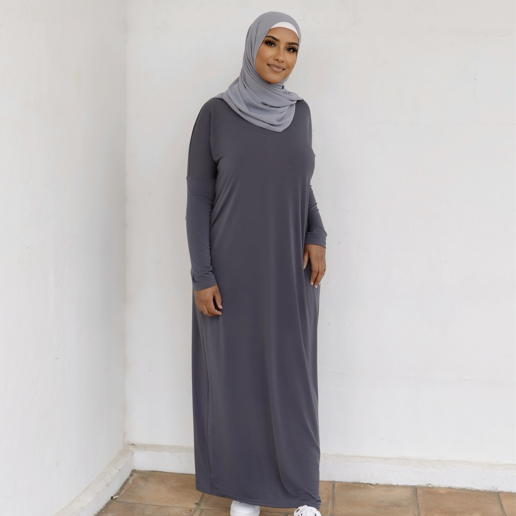 Nasiba Fashion Lycra Dolman Dress - Anchor