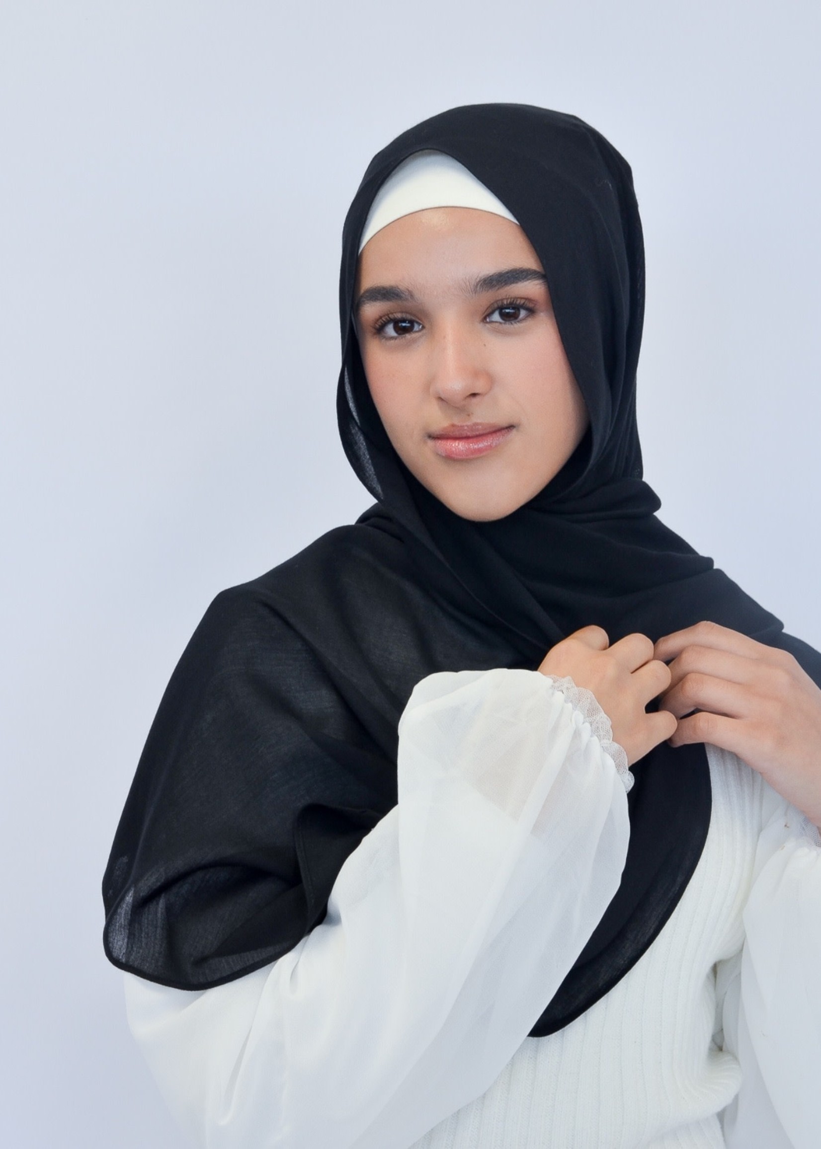 Nasiba Fashion Black Modal Rayon Shawl