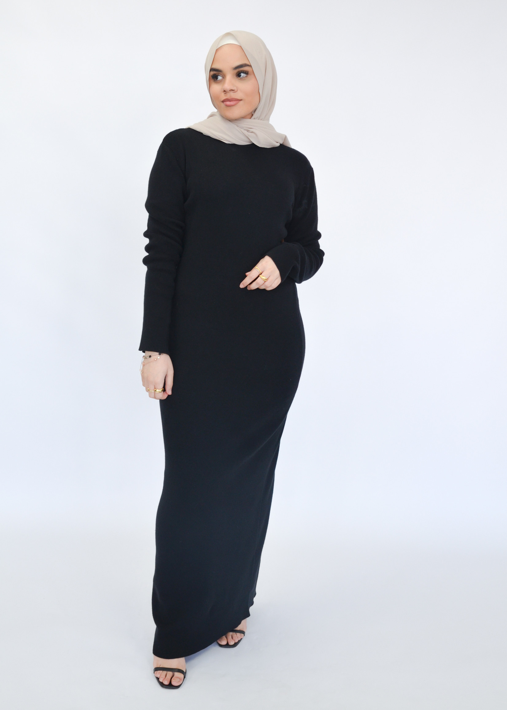 Nasiba Fashion Black Wintertide belted dress