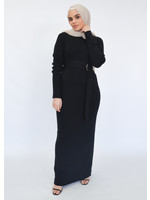 Nasiba Fashion Black Wintertide belted dress