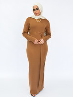 Nasiba Fashion Camel Wintertide belted dress