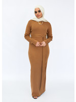 Nasiba Fashion Camel Wintertide belted dress