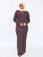 Nasiba Fashion Chocolate Wintertide belted dress