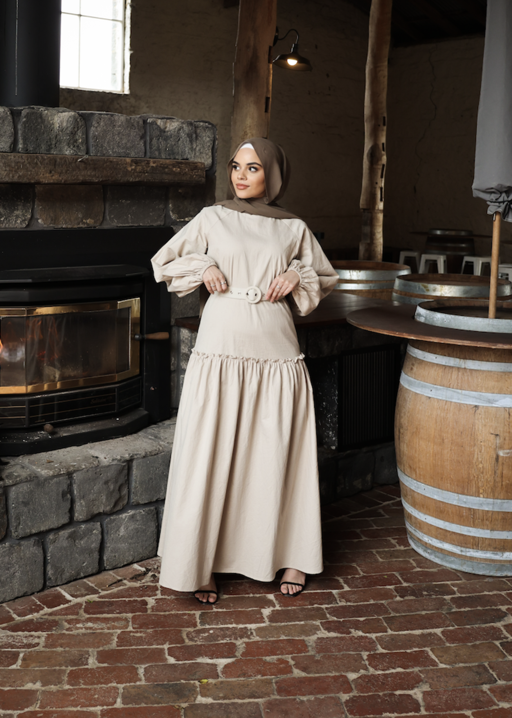 Nasiba Fashion Buttercream Solid Flounce Dress