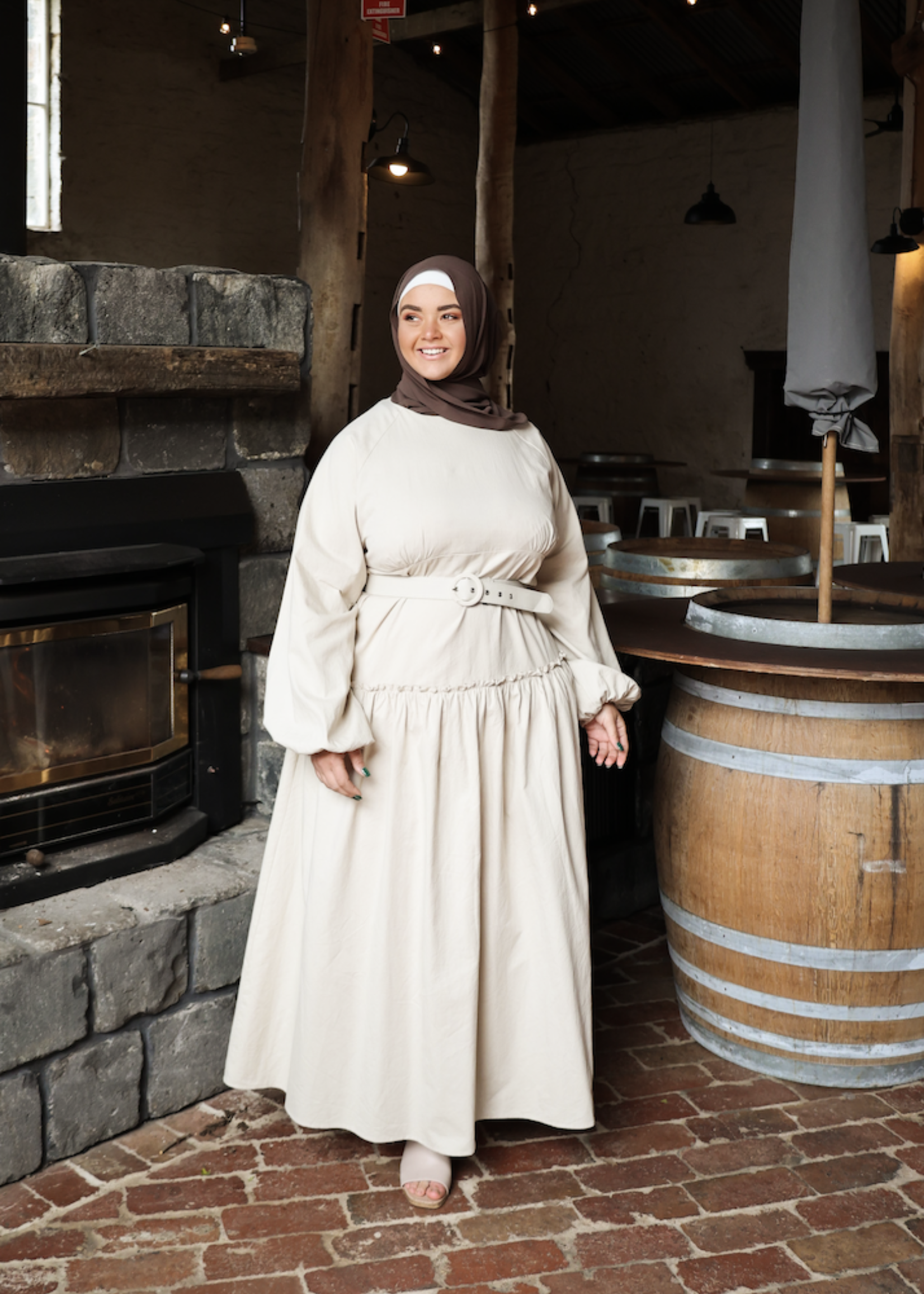 Nasiba Fashion Buttercream Solid Flounce Dress