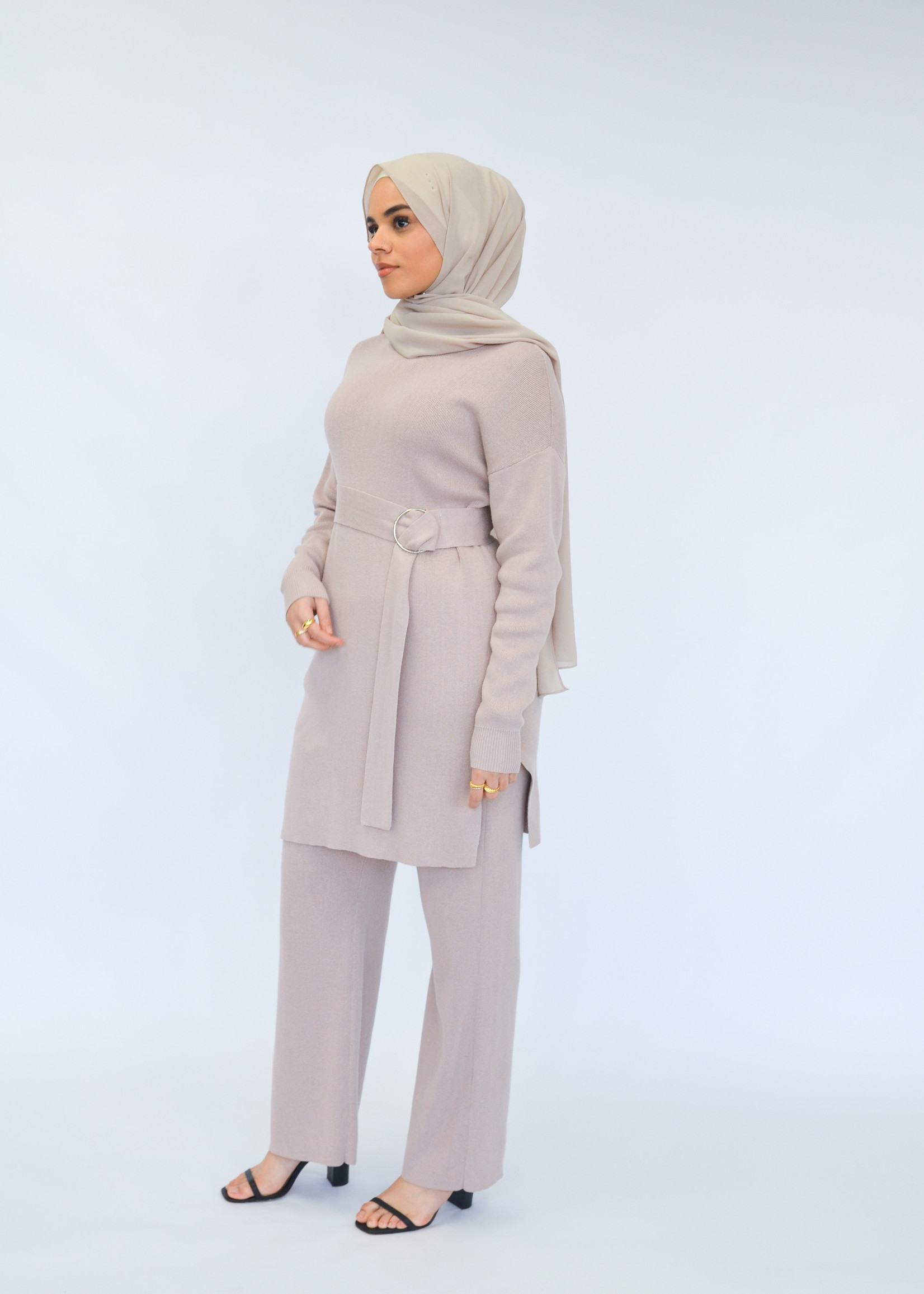 Nasiba Fashion Rose beige Wintertide wide-leg pants