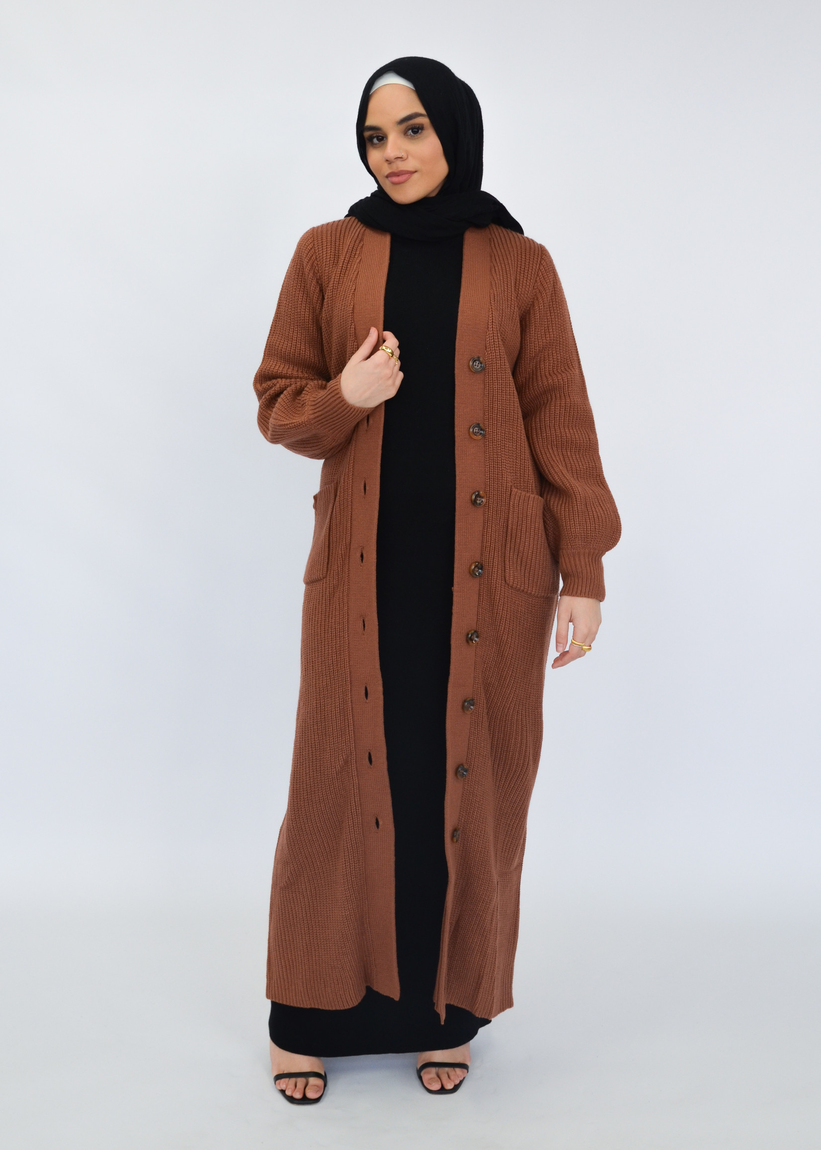 Nasiba Fashion Tan wintertide oversize cardigan