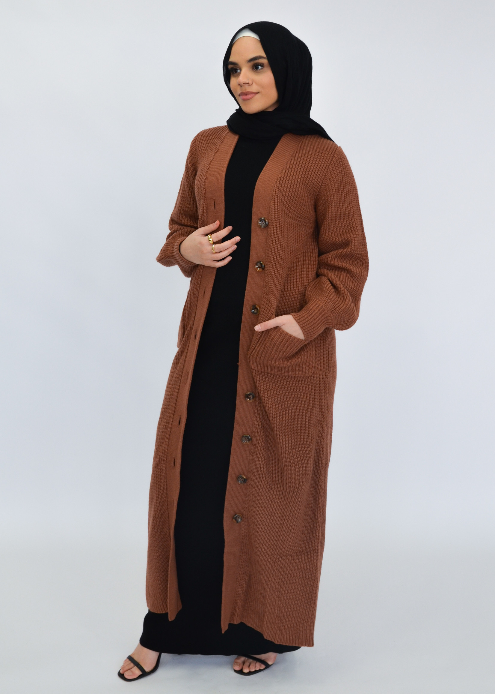 Nasiba Fashion Tan wintertide oversize cardigan