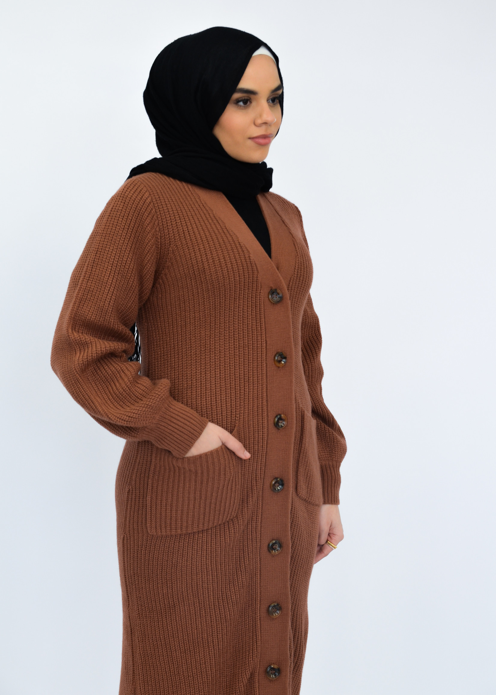Nasiba Fashion Tan wintertide oversize cardigan