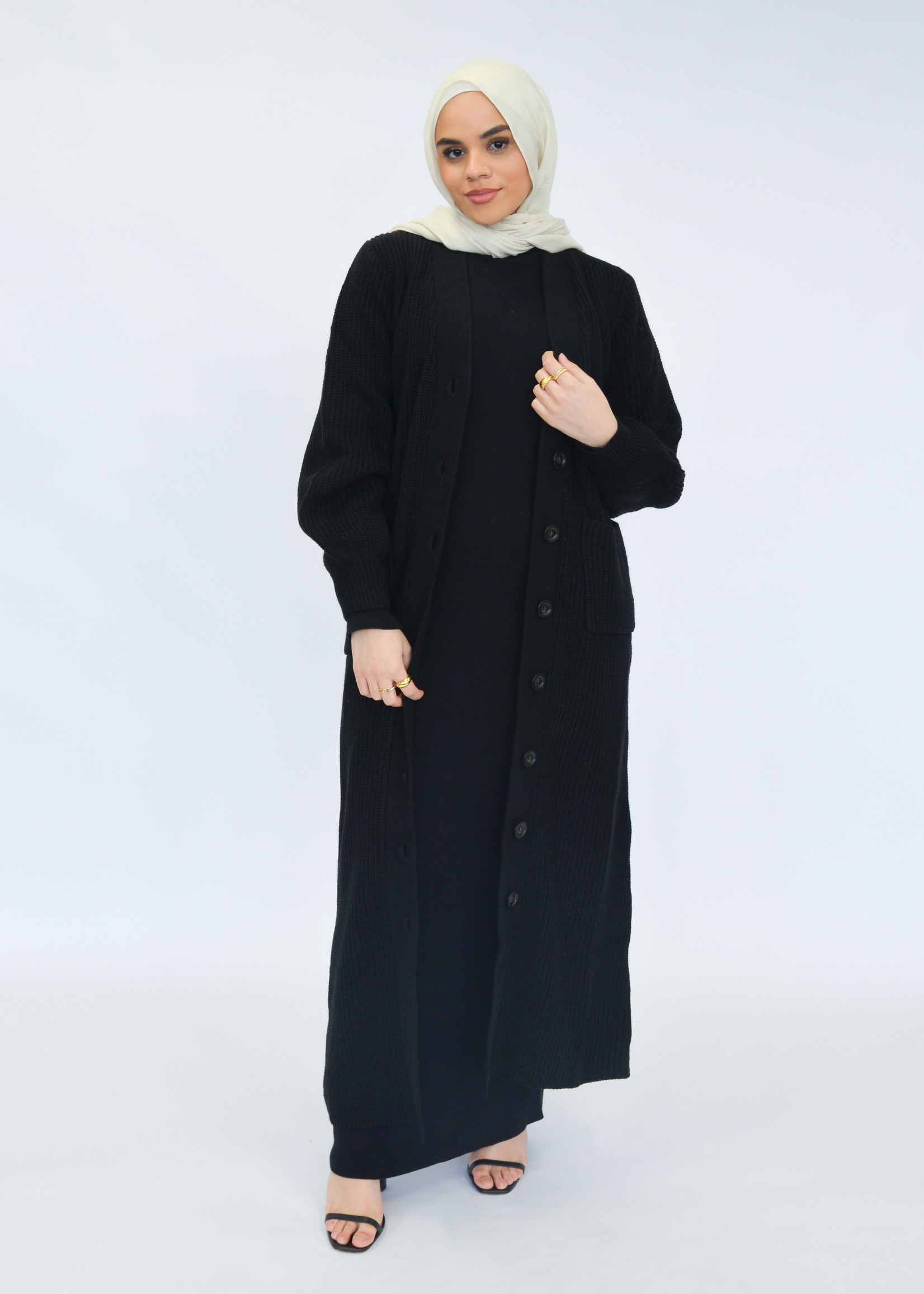 Nasiba Fashion Black wintertide oversize cardigan