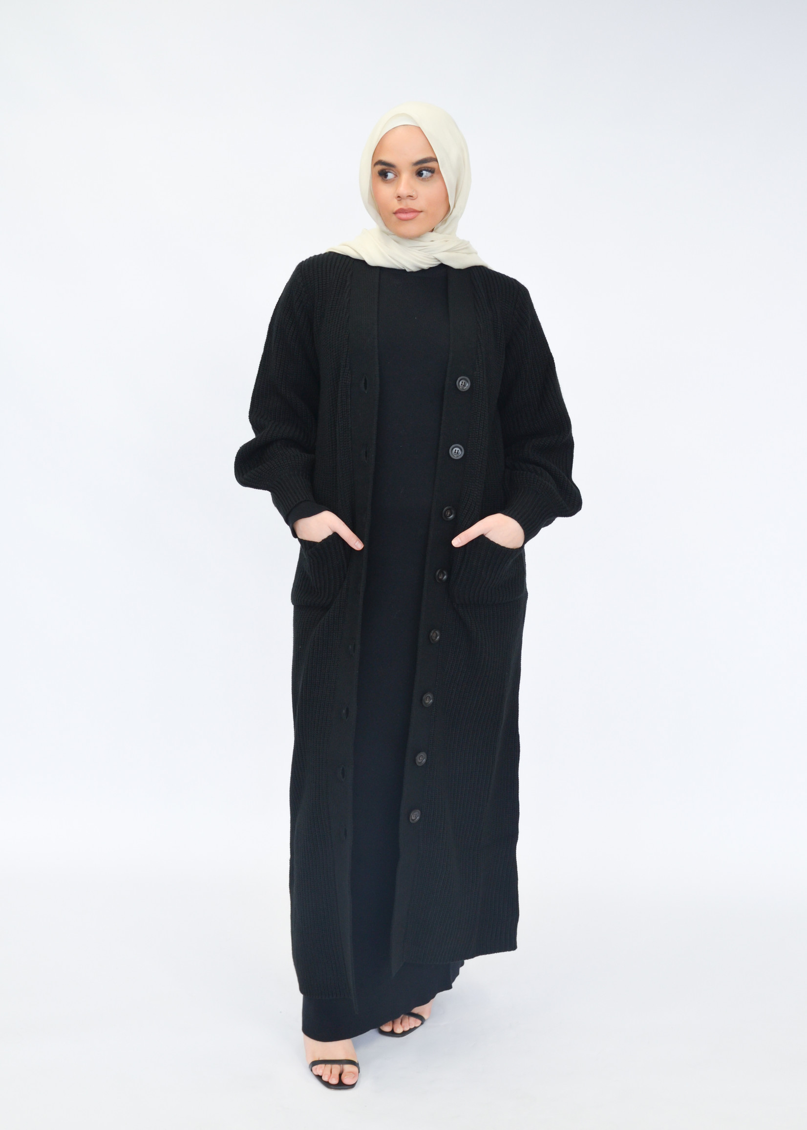 Nasiba Fashion Black wintertide oversize cardigan