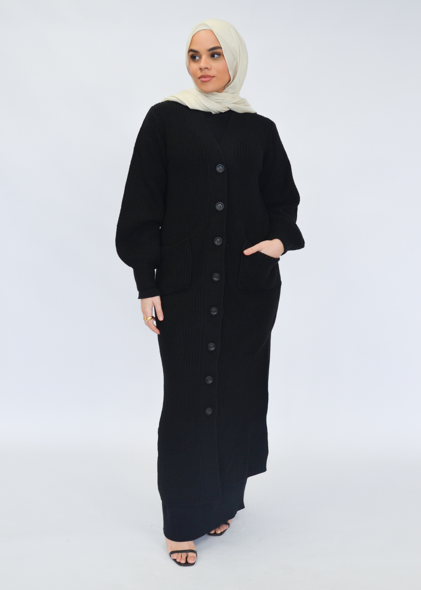 Nasiba Fashion Black wintertide oversize cardigan