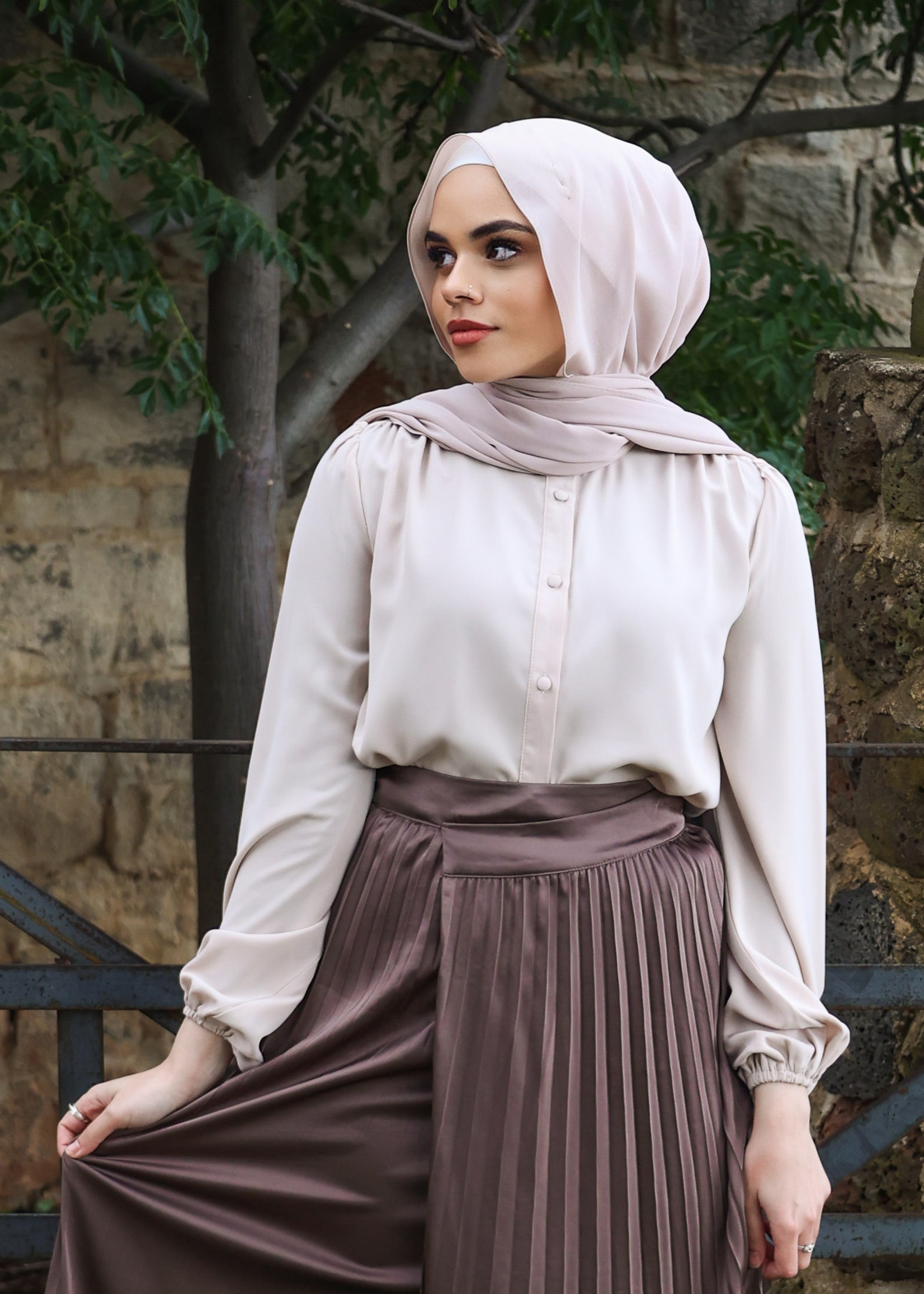 Nasiba Fashion Nude rae blouse