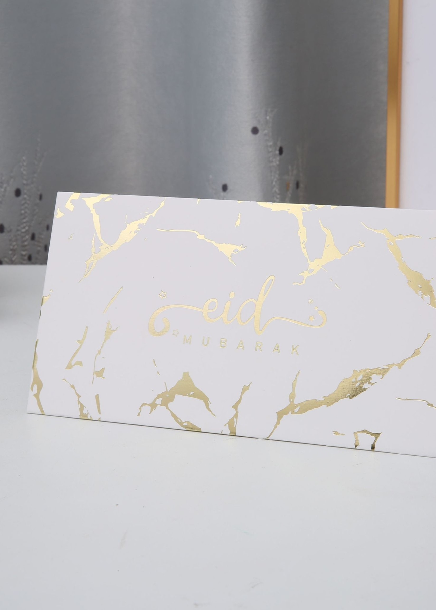 Nasiba Fashion Eid Money Envelope white & Gold