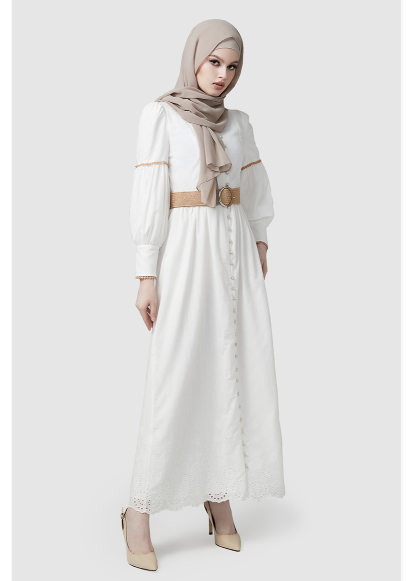 Hijab House White Borderie Dress