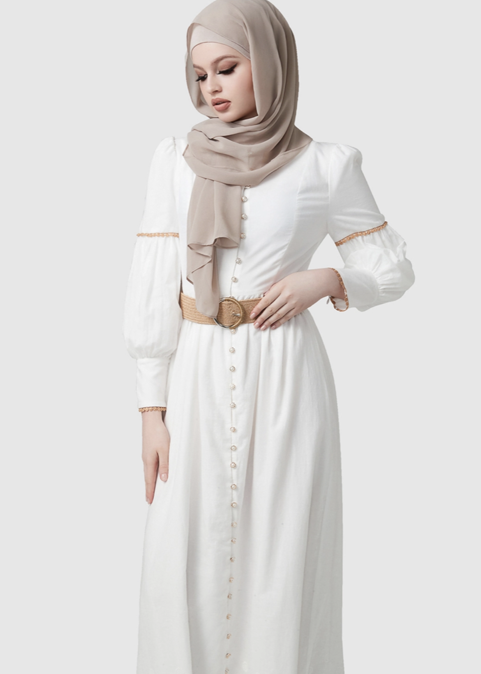 Hijab House White Borderie Dress