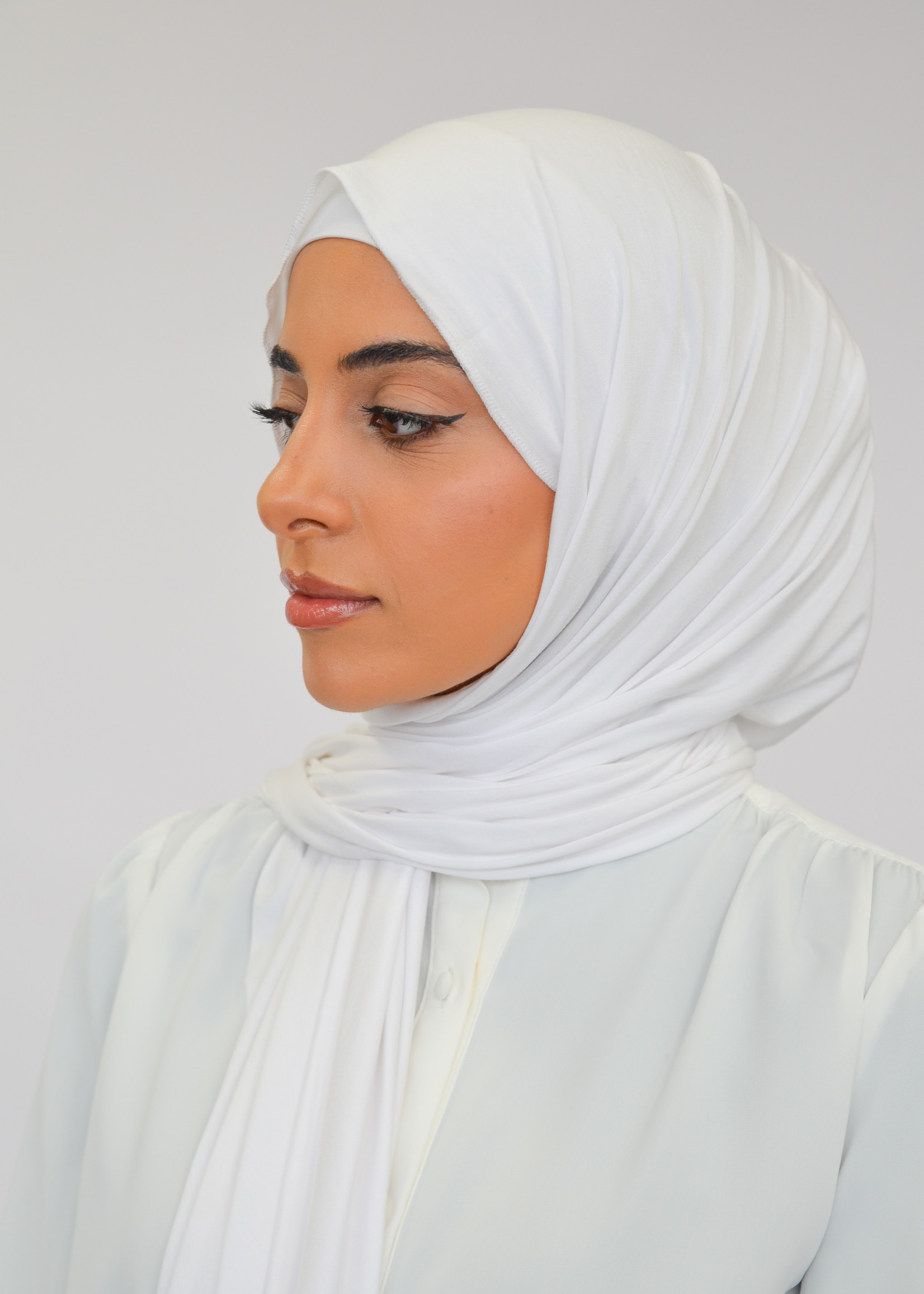 Nasiba Fashion Jersey shawl set white