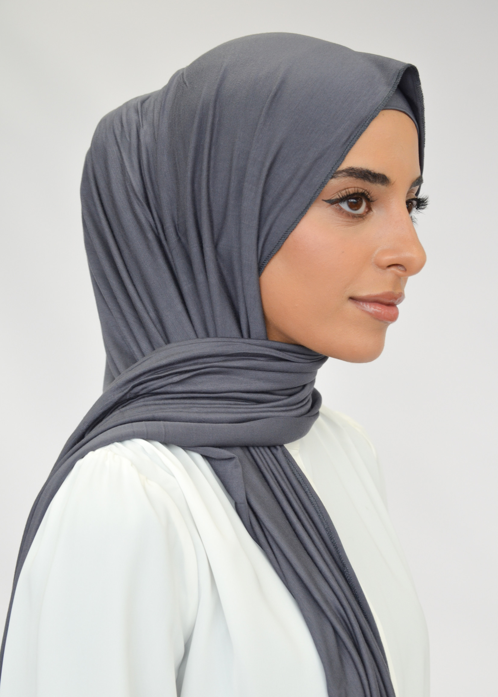 Nasiba Fashion Jersey shawl set charcoal