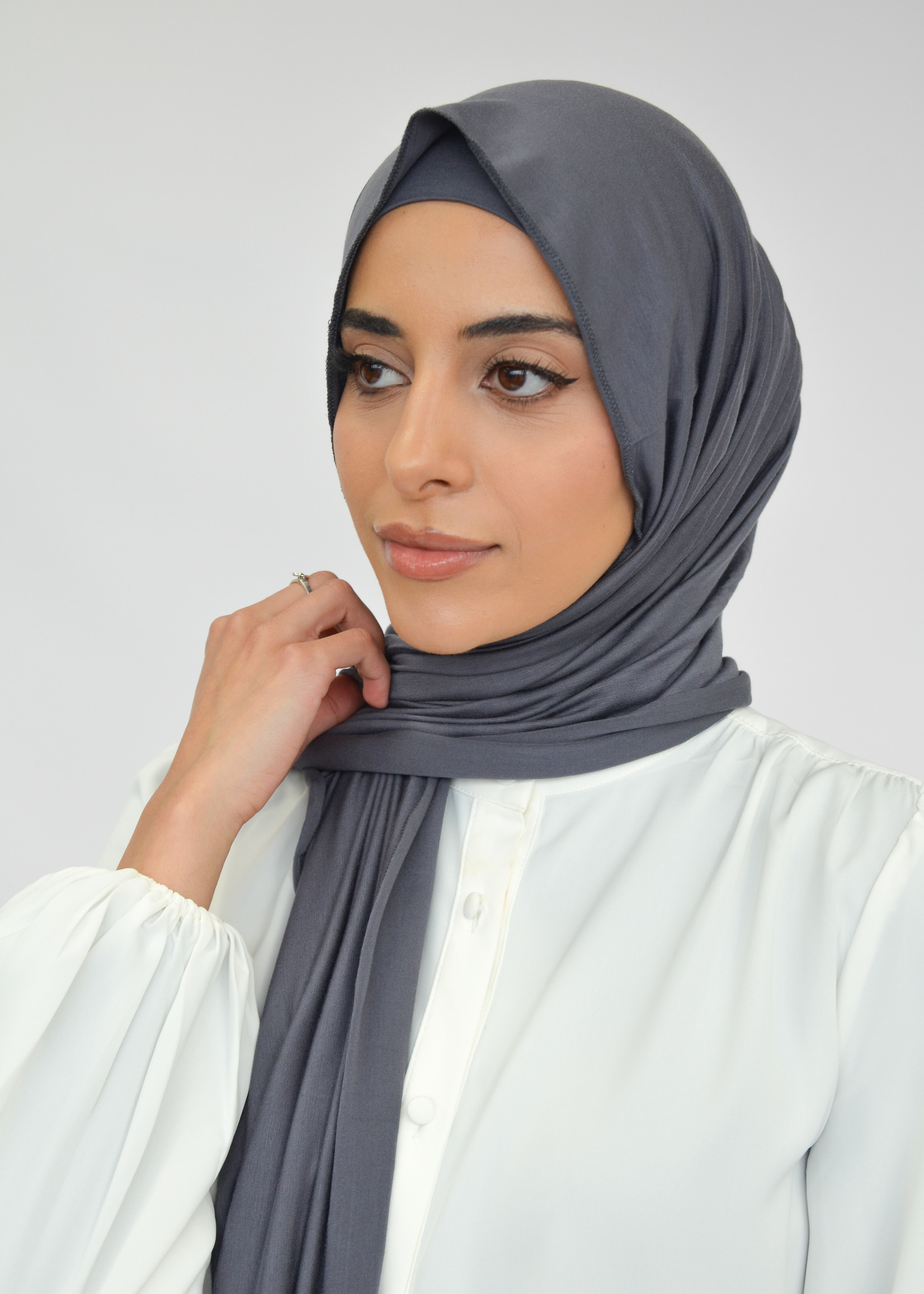 Nasiba Fashion Jersey shawl set charcoal