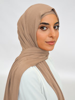 Nasiba Fashion Jersey shawl set tawny brown