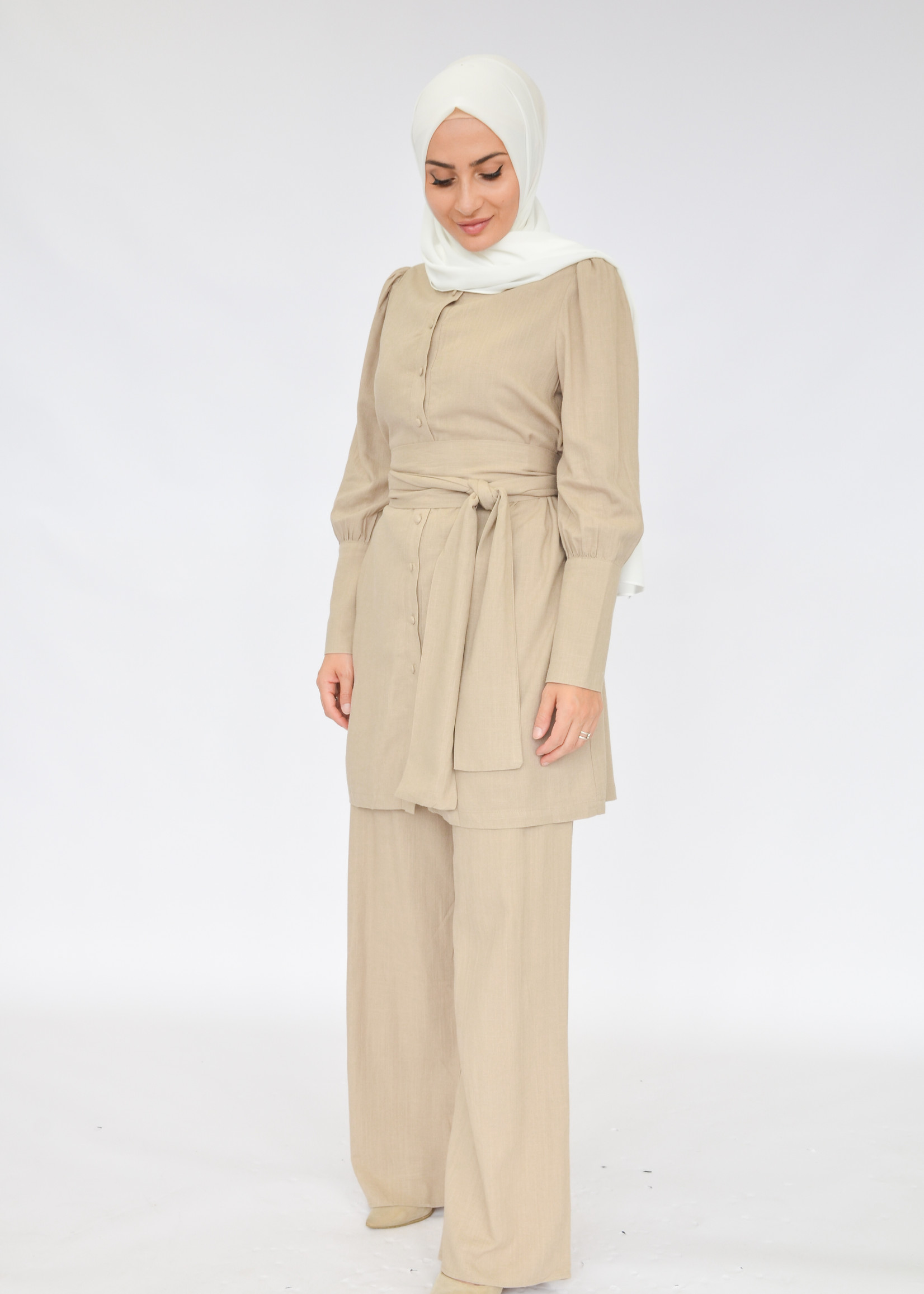 Nasiba Fashion Balmy tie waist shirt / Sand