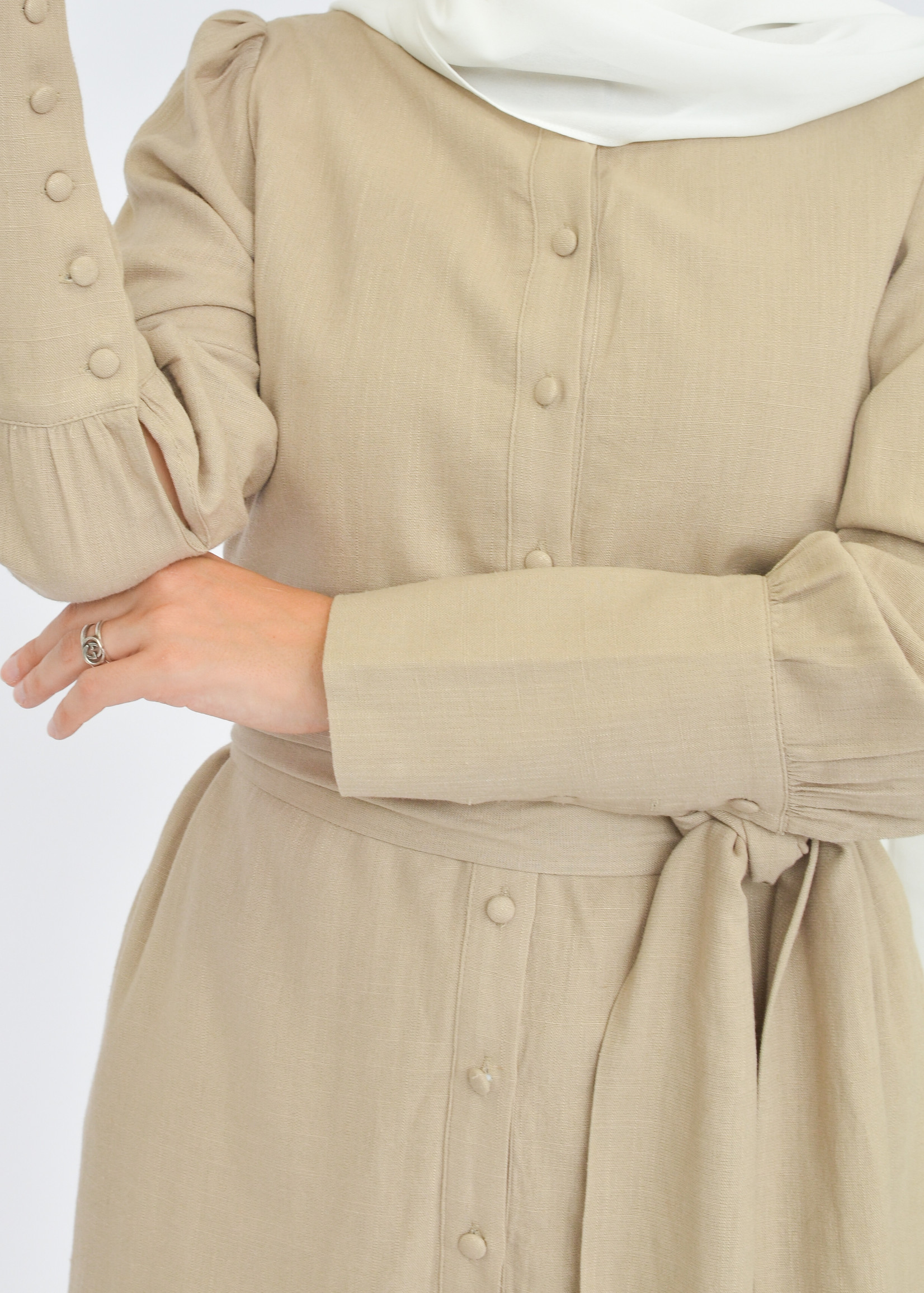 Nasiba Fashion Balmy tie waist shirt / Sand