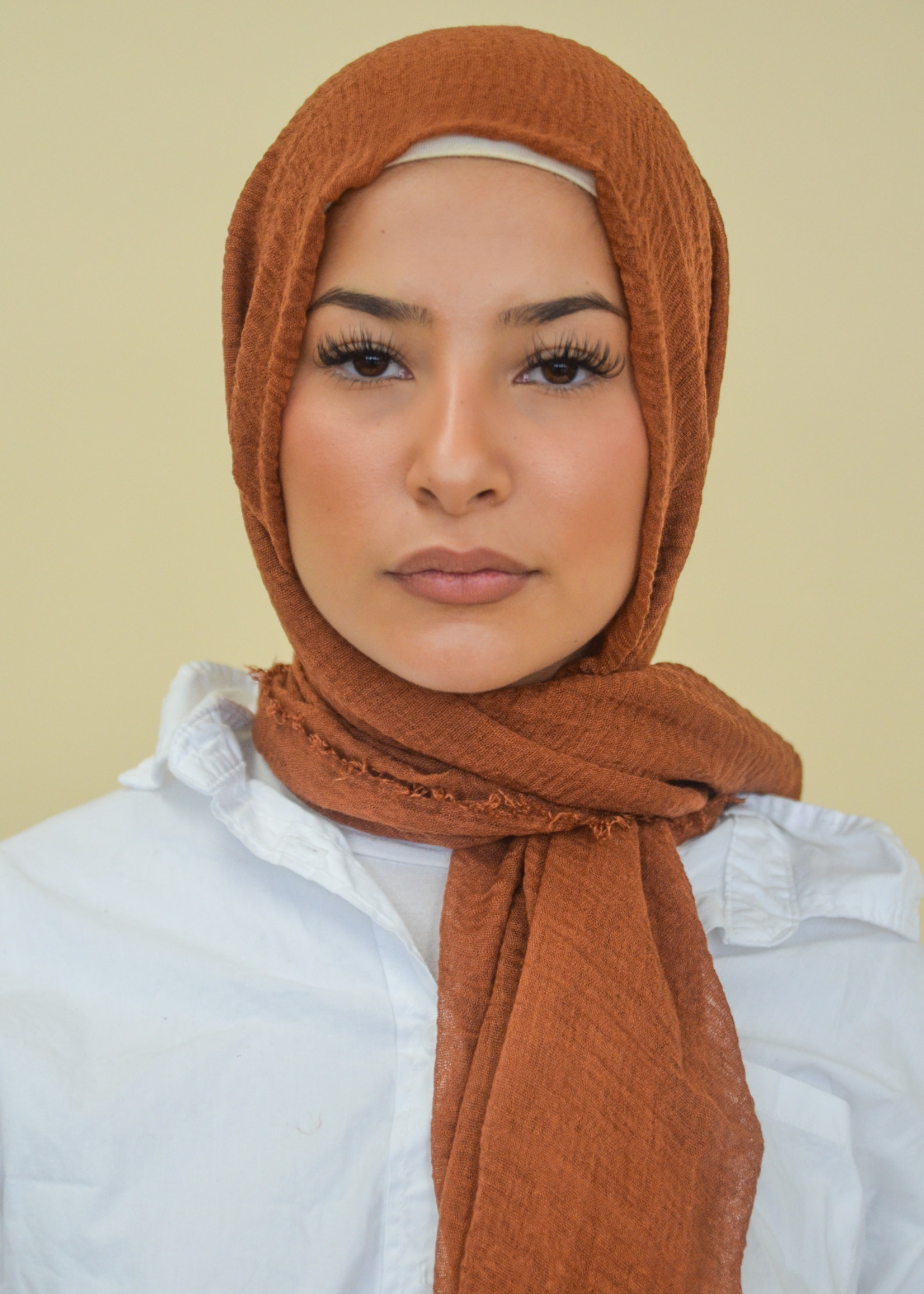 Nasiba Fashion Brown patina cotton crinkle shawl