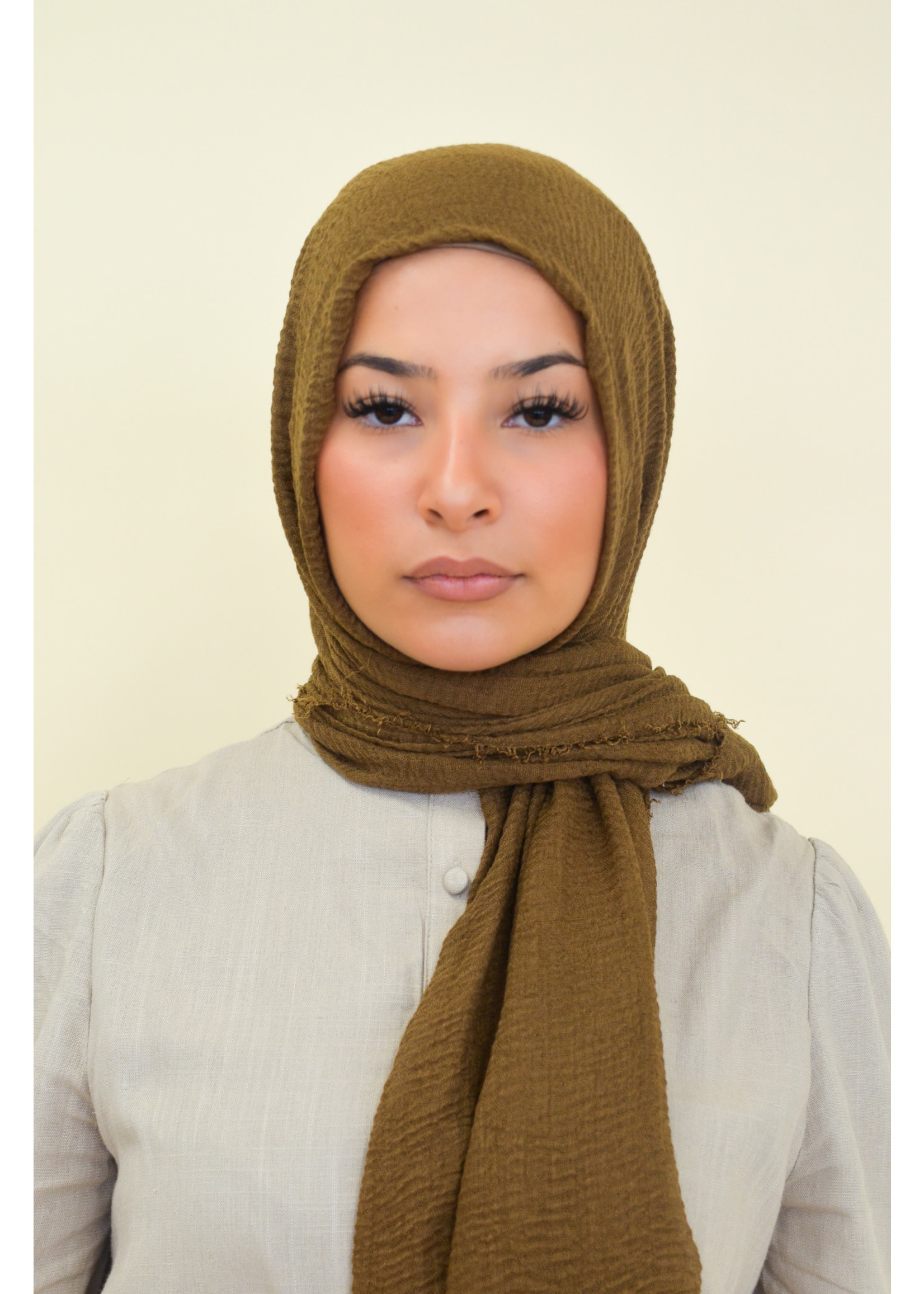 Nasiba Fashion Espresso cotton crinkle shawl