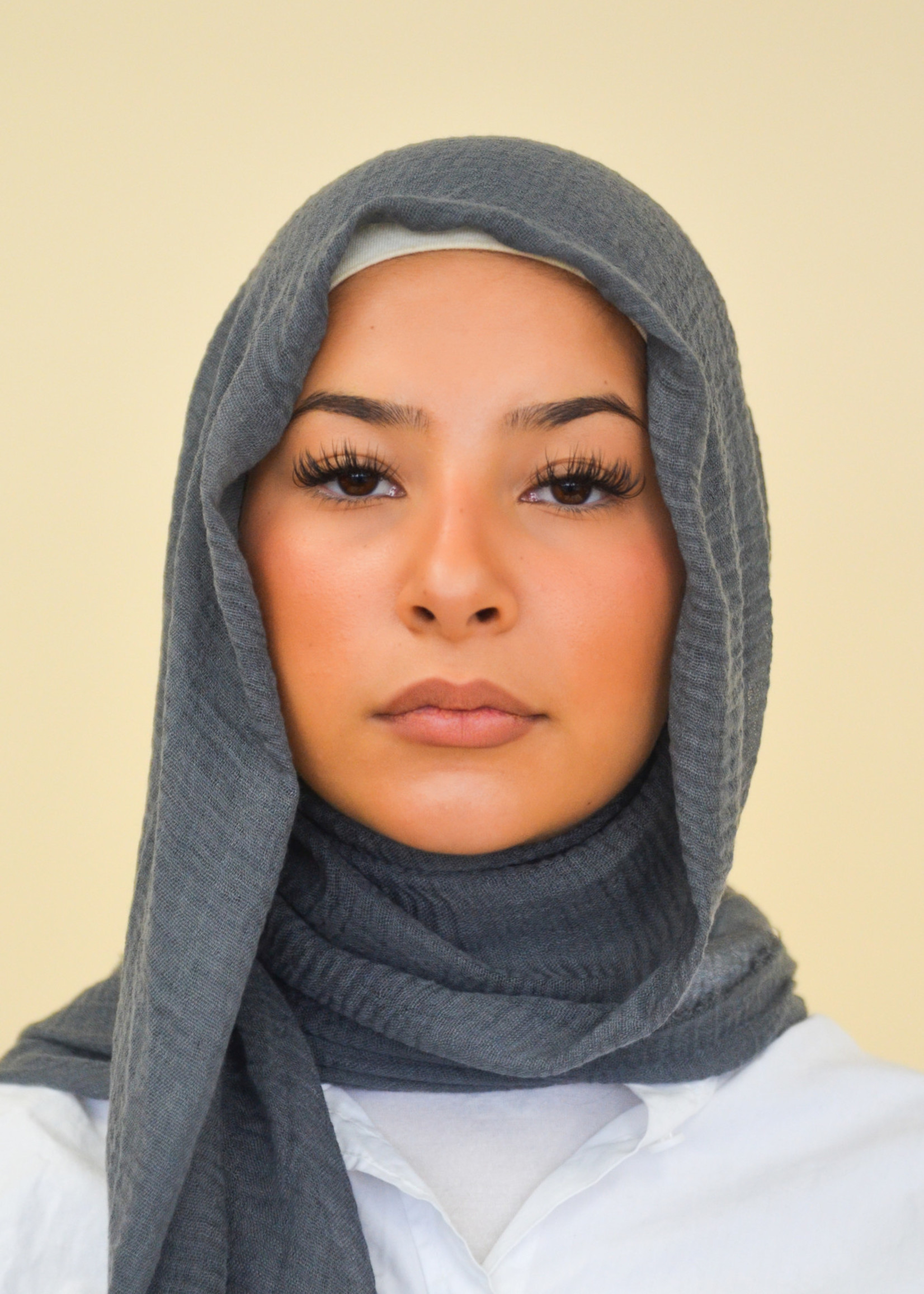 Nasiba Fashion Mink grey cotton crinkle shawl
