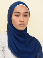 Nasiba Fashion Midnight navy cotton crinkle shawl