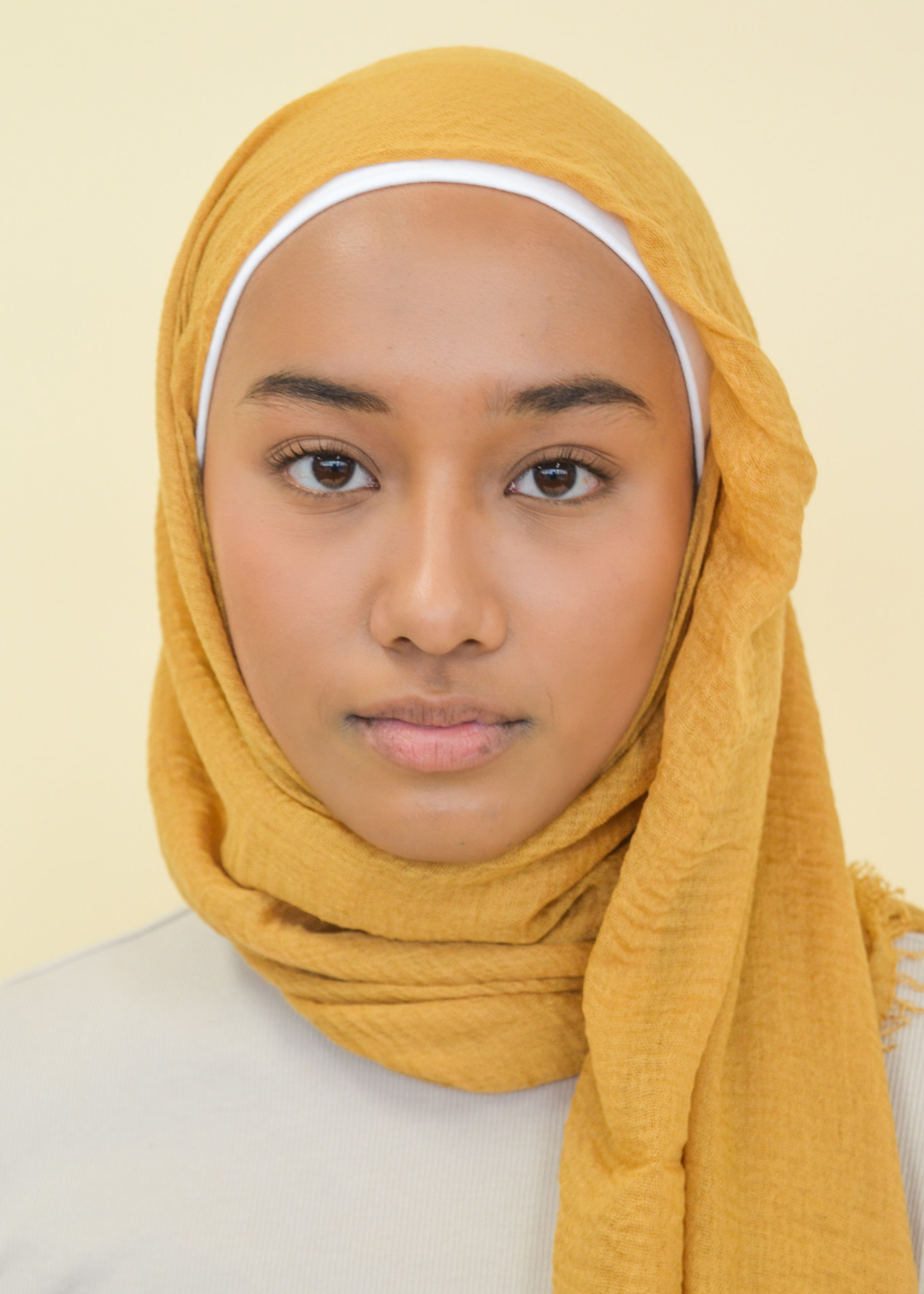 Nasiba Fashion Mustard cotton crinkle shawl