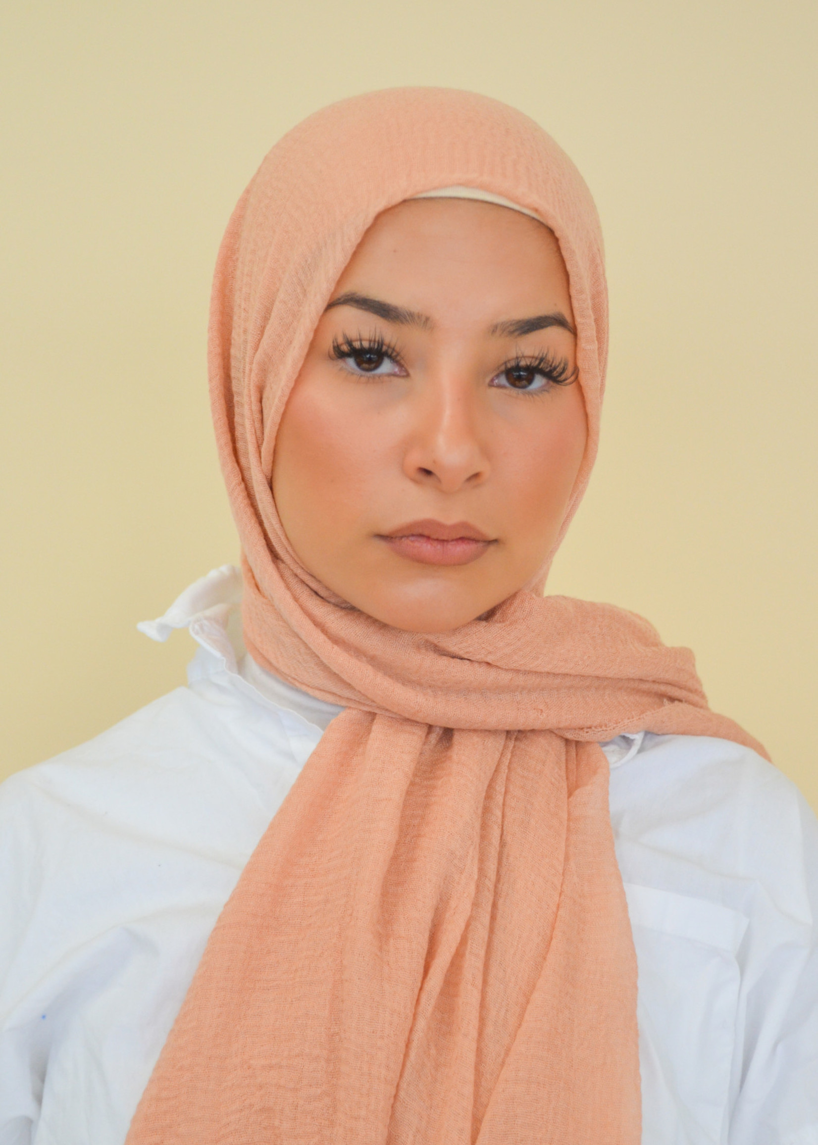 Nasiba Fashion Peach cotton crinkle shawl