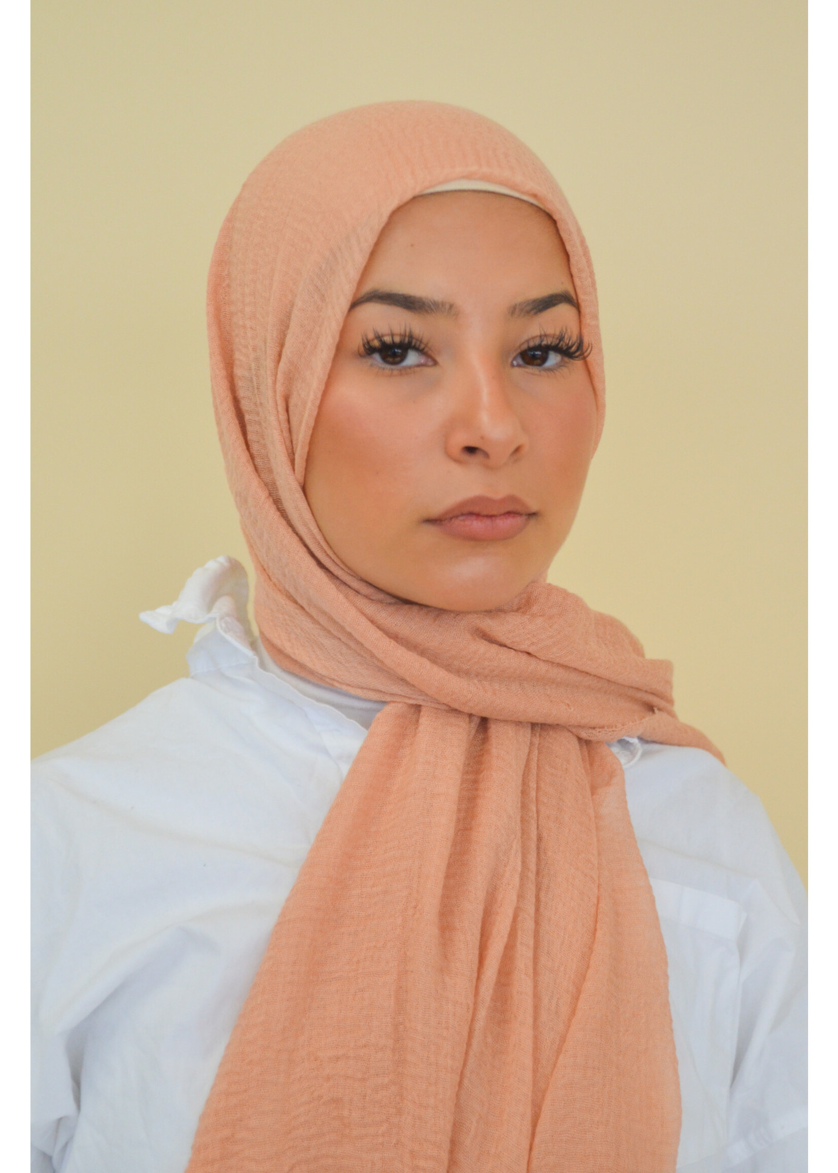 Nasiba Fashion Peach cotton crinkle shawl