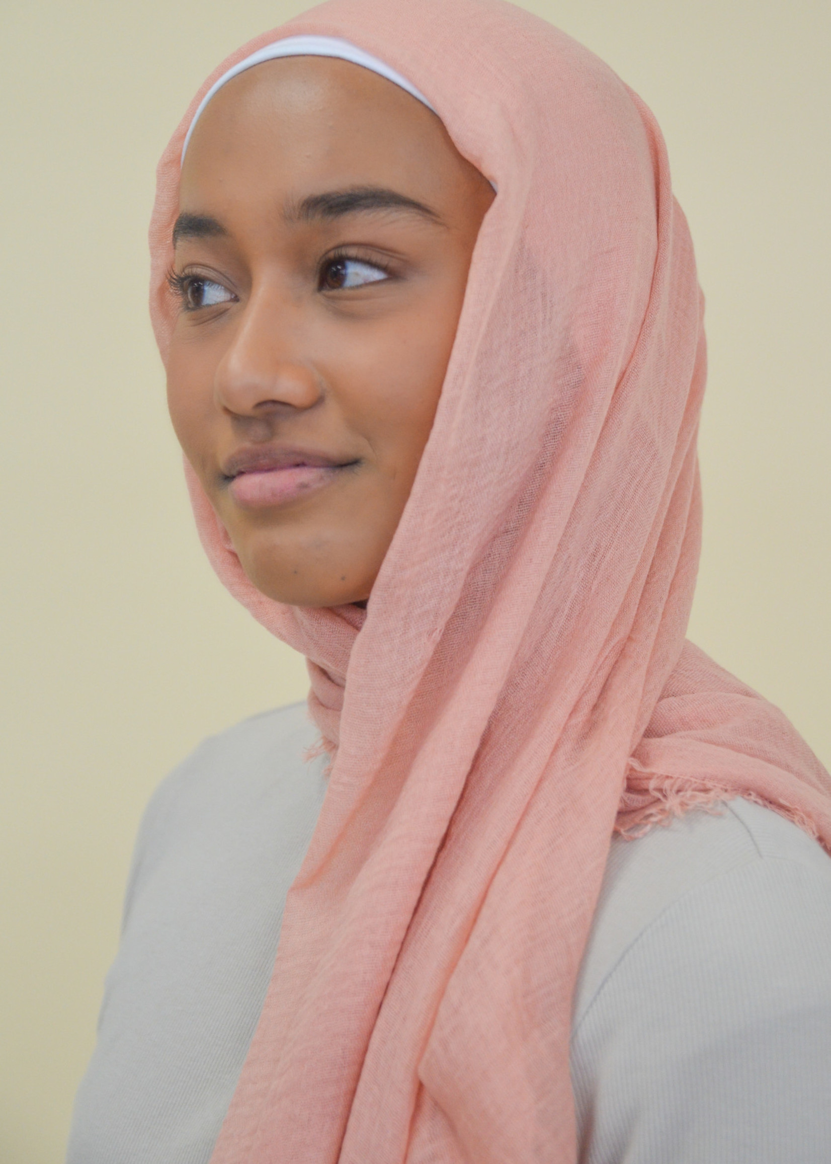 Nasiba Fashion Salmon cotton crinkle shawl