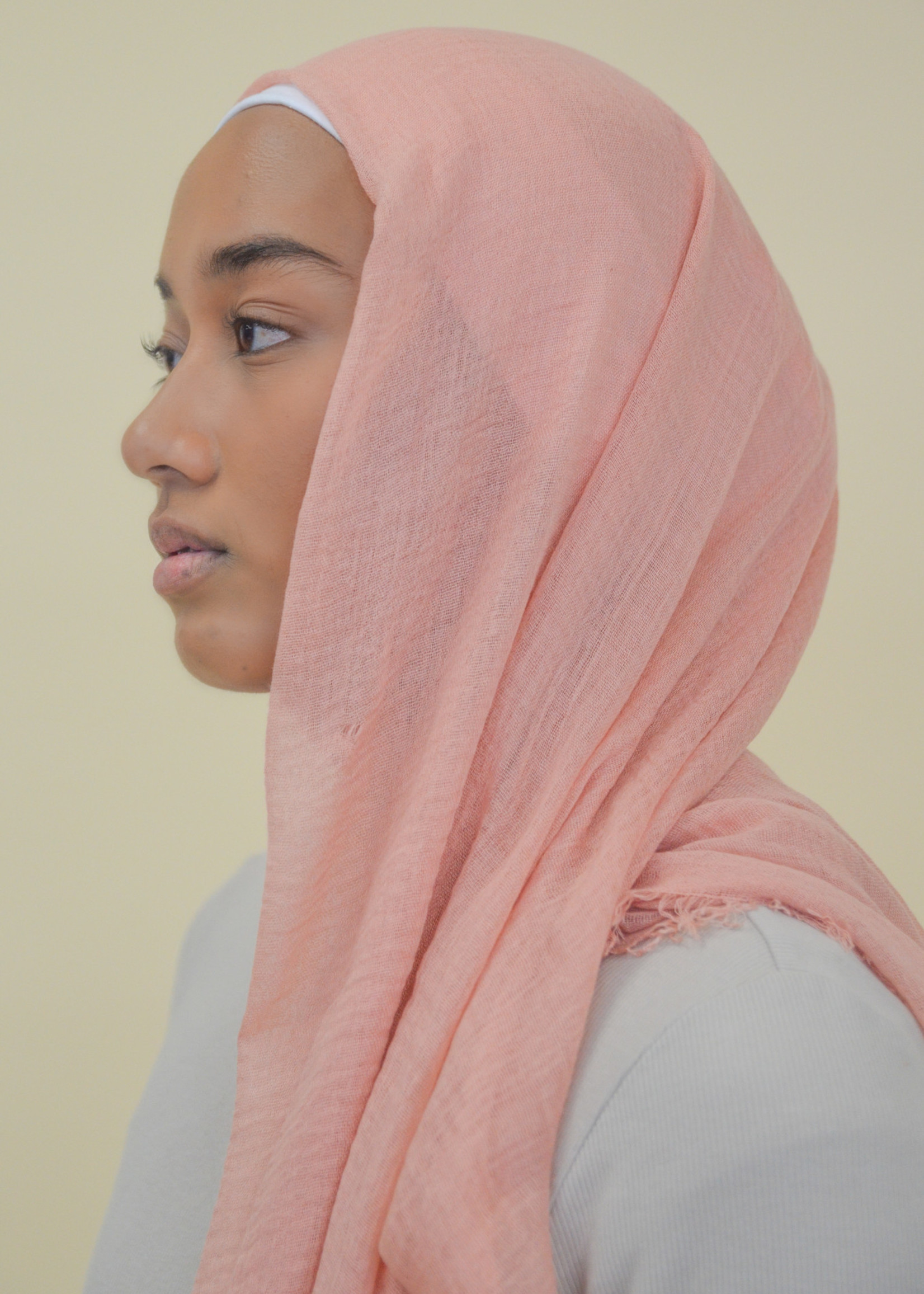 Nasiba Fashion Salmon cotton crinkle shawl